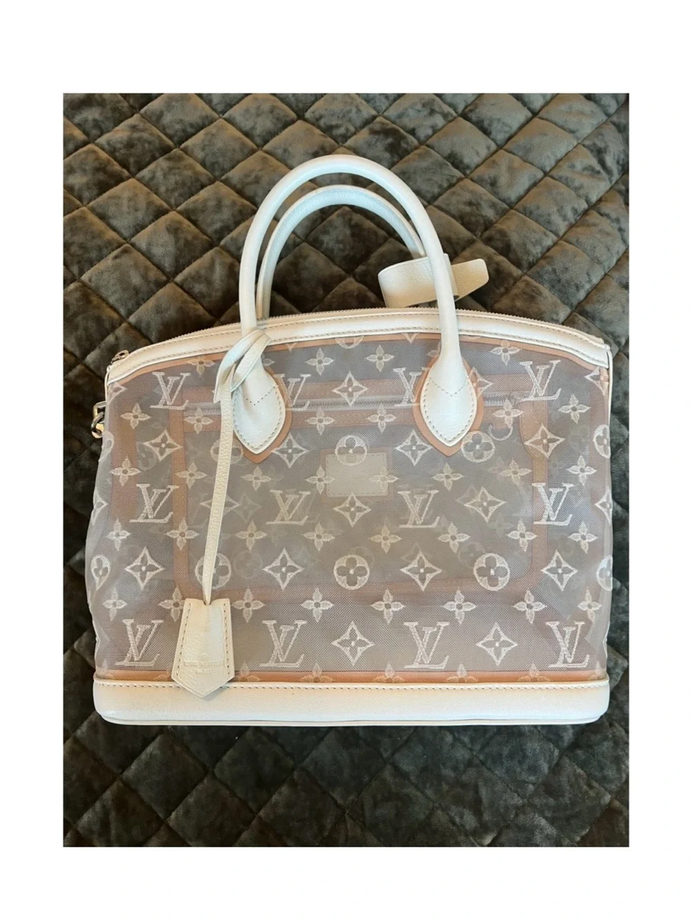 Louis Vuitton Beige and White Monogram Satchel
